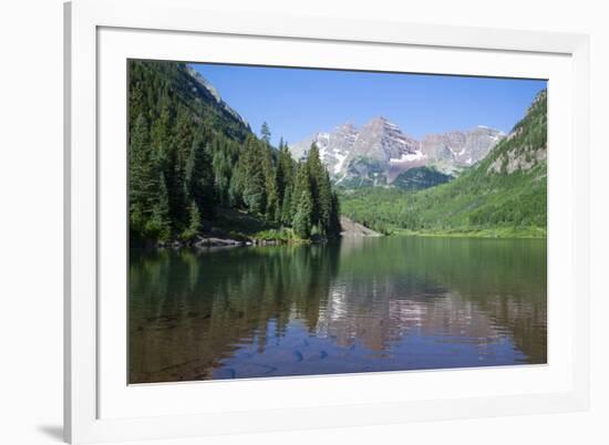 Maroon Lake and Maroon Bells Peaks in the background, Maroon Bells Scenic Area, Colorado, United St-Richard Maschmeyer-Framed Photographic Print