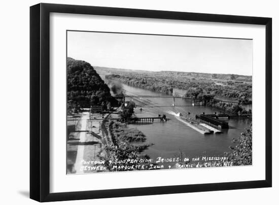 Marquette, Iowa - Mississippi River Suspension Bridge near Prairie du Chien-Lantern Press-Framed Art Print