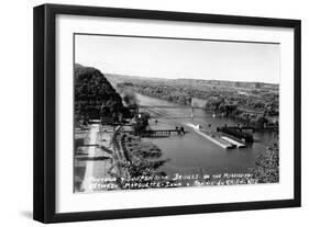 Marquette, Iowa - Mississippi River Suspension Bridge near Prairie du Chien-Lantern Press-Framed Art Print