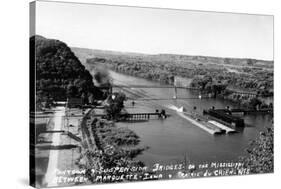 Marquette, Iowa - Mississippi River Suspension Bridge near Prairie du Chien-Lantern Press-Stretched Canvas
