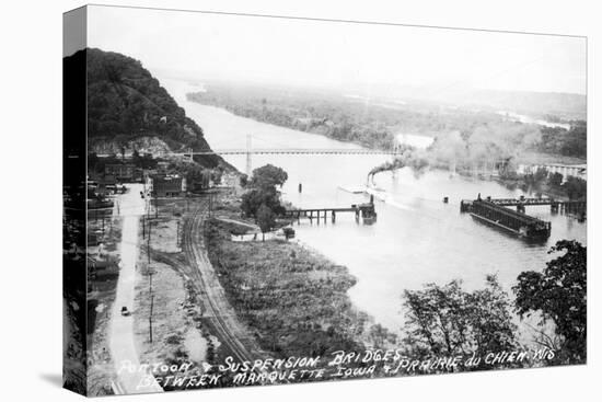 Marquette, Iowa - View of Mississippi Suspension Bridge, Prairie du Chien-Lantern Press-Stretched Canvas