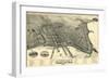 Marquette, Michigan - Panoramic Map-Lantern Press-Framed Art Print