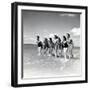 Marquis De Cuevas" Company on the Beach at Deauville: 7 Girls, 7 Nationalities-null-Framed Premium Photographic Print