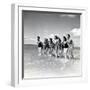 Marquis De Cuevas" Company on the Beach at Deauville: 7 Girls, 7 Nationalities-null-Framed Premium Photographic Print