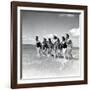 Marquis De Cuevas" Company on the Beach at Deauville: 7 Girls, 7 Nationalities-null-Framed Photographic Print