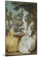 Marquise De Motesson, Marquise De Crest and Countess of Damas Having Tea in Garden-Louis Carrogis Carmontelle-Mounted Giclee Print