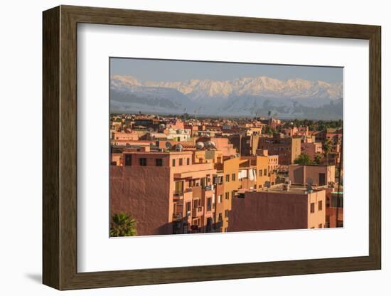 Marrakech Panorama, with Atlas Mountains in the Backgroud, Marrakesh, Morocco, North Africa, Africa-Guy Thouvenin-Framed Photographic Print