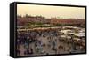 Marrakesh at Dusk, Djemaa El-Fna, Marrakech, Morocco, North Africa, Africa-Simon Montgomery-Framed Stretched Canvas