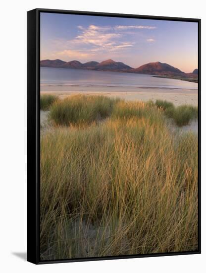 Marram Grass and Beach Near Luskentyre, Towards North Harris Forest Hills, South Harris, Scotland-Patrick Dieudonne-Framed Stretched Canvas