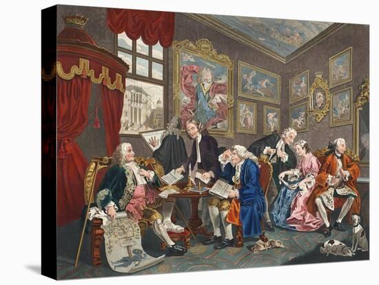 Marriage a La Mode, Plate I, the Marriage Settlement, Illustration from 'Hogarth Restored: the…-William Hogarth-Stretched Canvas