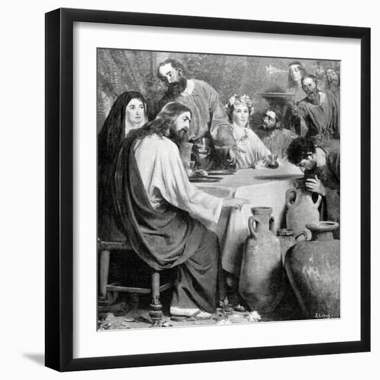 Marriage at Cana. Engraving, 19th Century-null-Framed Giclee Print