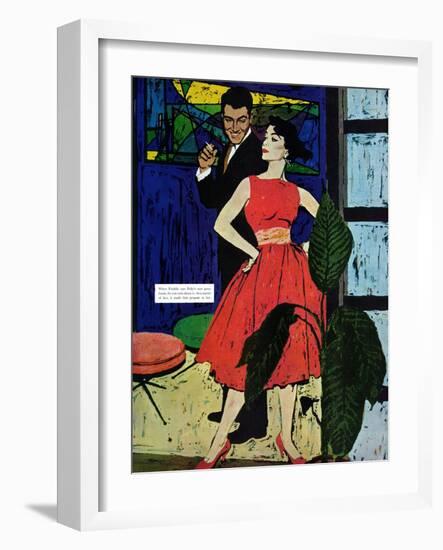 Marriage Bait  - Saturday Evening Post "Men at the Top", August 17, 1957 pg.26-Morgan Kane-Framed Premium Giclee Print