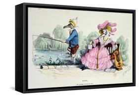 Marriage by the Book, Caricature from Les Metamorphoses du Jour Series, Reprinted in 1854-Grandville-Framed Stretched Canvas