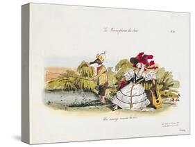 Marriage by the Book, Caricature from "Les Metamorphoses Du Jour" Series-Grandville-Stretched Canvas