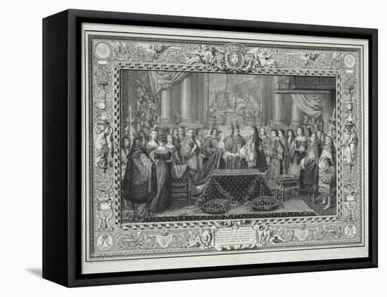 Marriage Ceremony of Louis XIV (1638-1715) King of France and Navarre-Charles Le Brun-Framed Stretched Canvas