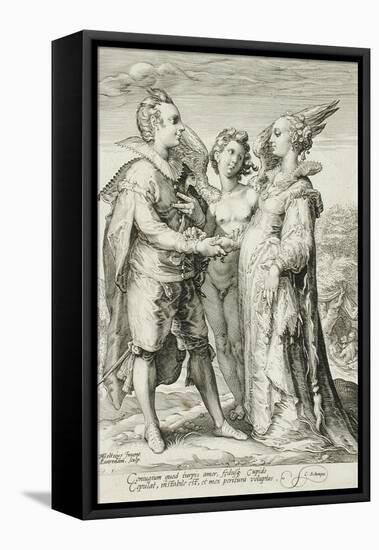 Marriage for Pleasure, Plate 1 of The Marriage Trilogy, c.1594-Jan Saenredam-Framed Stretched Canvas