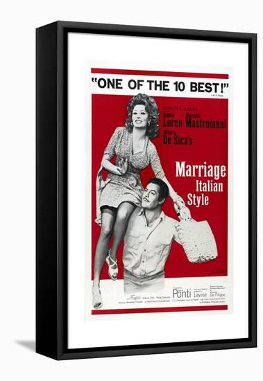 MARRIAGE ITALIAN STYLE, US poster, Sophia Loren, Marcello Mastroianni, 1964-null-Framed Stretched Canvas