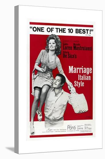 MARRIAGE ITALIAN STYLE, US poster, Sophia Loren, Marcello Mastroianni, 1964-null-Stretched Canvas