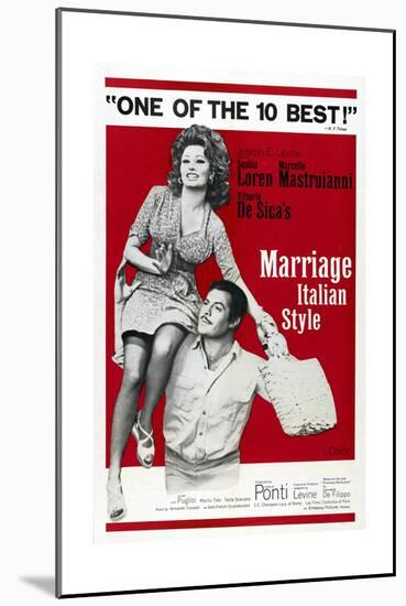 MARRIAGE ITALIAN STYLE, US poster, Sophia Loren, Marcello Mastroianni, 1964-null-Mounted Premium Giclee Print