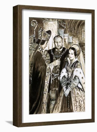 Marriage of Henry VIII and Anne Boleyn-C.l. Doughty-Framed Giclee Print