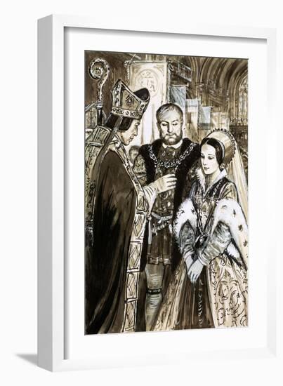 Marriage of Henry VIII and Anne Boleyn-C.l. Doughty-Framed Giclee Print