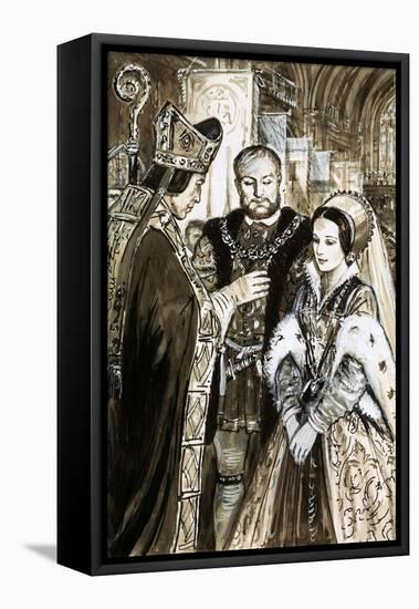 Marriage of Henry VIII and Anne Boleyn-C.l. Doughty-Framed Stretched Canvas