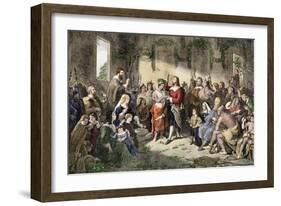 Marriage of Pocahontas to John Rolfe, Jamestown Colony, 1614-null-Framed Giclee Print