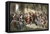 Marriage of Pocahontas to John Rolfe, Jamestown Colony, 1614-null-Framed Stretched Canvas