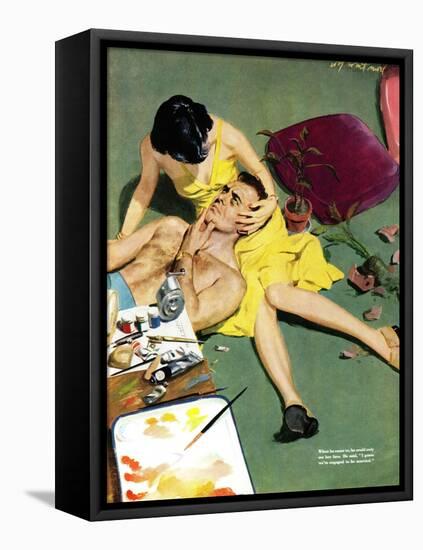 Marriageable Man  - Saturday Evening Post "Leading Ladies", March 12, 1949 pg.23-Coby Whitmore-Framed Stretched Canvas