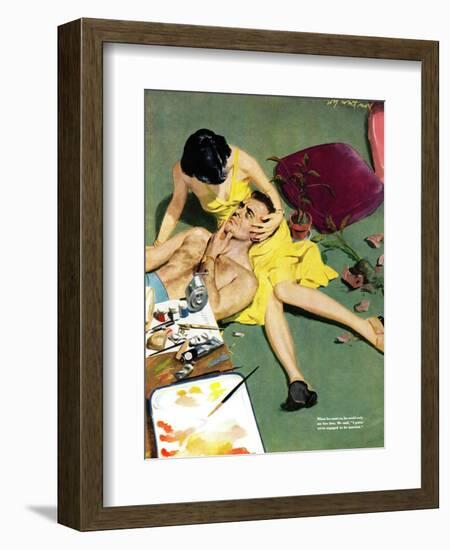 Marriageable Man  - Saturday Evening Post "Leading Ladies", March 12, 1949 pg.23-Coby Whitmore-Framed Giclee Print