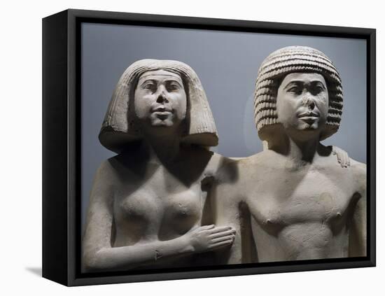 Married Couple, Limestone Statue, Detail-V-null-Framed Stretched Canvas