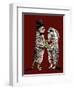 Married Meerkats on Red Oxide, 2020, (Pen and Ink)-Mike Davis-Framed Giclee Print