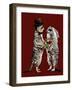 Married Meerkats on Red Oxide, 2020, (Pen and Ink)-Mike Davis-Framed Giclee Print