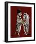 Married Meerkats on Red Oxide, 2020, (Pen and Ink)-Mike Davis-Framed Giclee Print