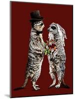 Married Meerkats on Red Oxide, 2020, (Pen and Ink)-Mike Davis-Mounted Giclee Print