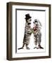 Married Meerkats on White, 2020, (Pen and Ink)-Mike Davis-Framed Giclee Print