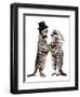 Married Meerkats on White, 2020, (Pen and Ink)-Mike Davis-Framed Giclee Print