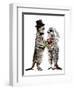 Married Meerkats on White, 2020, (Pen and Ink)-Mike Davis-Framed Giclee Print