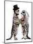 Married Meerkats on White, 2020, (Pen and Ink)-Mike Davis-Mounted Giclee Print
