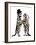 Married Meerkats on White, 2020, (Pen and Ink)-Mike Davis-Framed Giclee Print