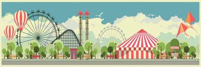 Vector Illustration Carnival Circus Tent on the Nature Seating Area Amusement Park-marrishuanna-Art Print