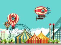 Vector Holiday Background with Carnival and Amusement Park-marrishuanna-Art Print