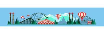 Vector Illustration Carnival Circus Tent on the Nature Seating Area Amusement Park-marrishuanna-Art Print