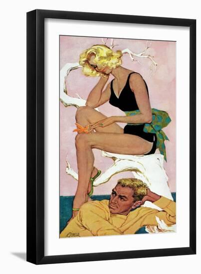 Marry the Boss' Daughter - Saturday Evening Post "Leading Ladies", April 18, 1959 pg.37-Robert Jones-Framed Giclee Print