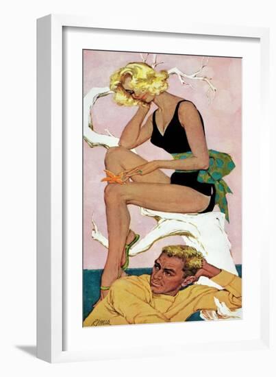 Marry the Boss' Daughter - Saturday Evening Post "Leading Ladies", April 18, 1959 pg.37-Robert Jones-Framed Giclee Print