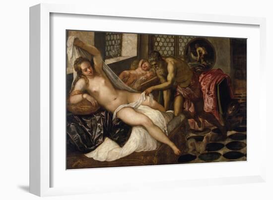 Mars and Venus Surprised by Vulcan-Jacopo Robusti Tintoretto-Framed Giclee Print