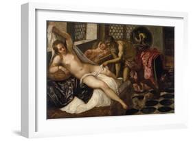 Mars and Venus Surprised by Vulcan-Jacopo Robusti Tintoretto-Framed Giclee Print