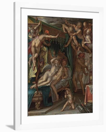 Mars and Venus Surprised by Vulcan-Joachim Wtewael-Framed Giclee Print