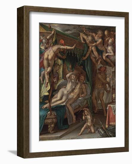 Mars and Venus Surprised by Vulcan-Joachim Wtewael-Framed Giclee Print