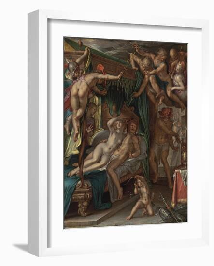 Mars and Venus Surprised by Vulcan-Joachim Wtewael-Framed Giclee Print